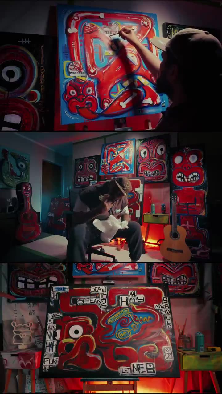 Paintings in the studio
